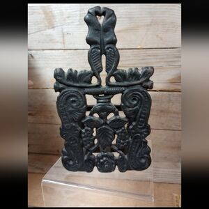Vintage Trivet Grape Scroll Black Napkin Holder Cast Iron Farmhouse Rustic